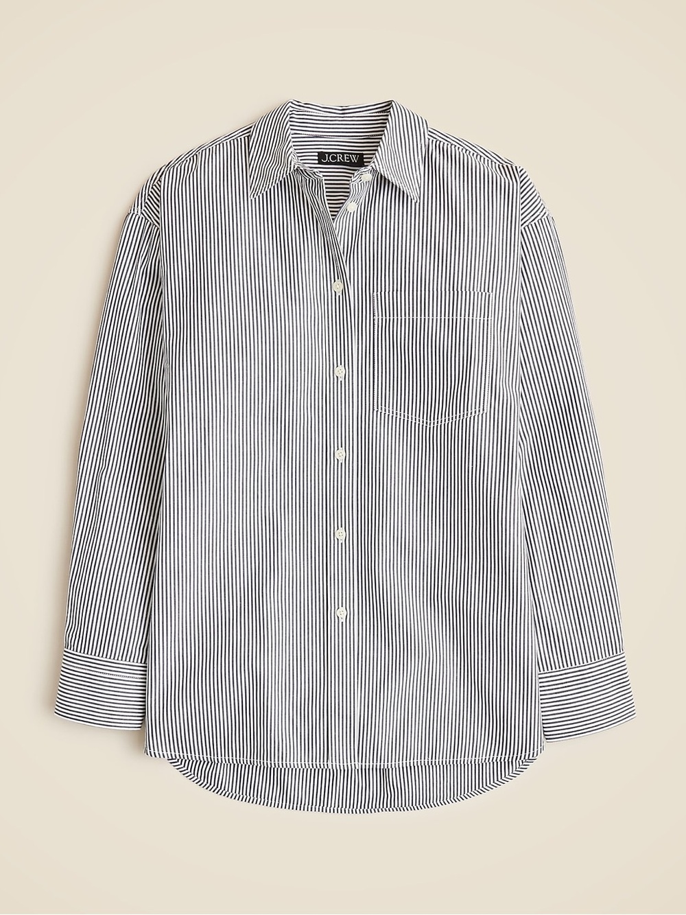 J. Crew Étienne oversized shirt in striped lightweight oxford Navy White Large